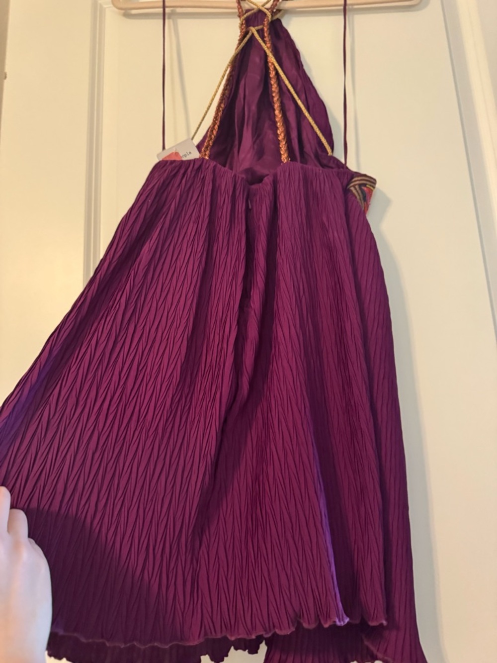 Free People Purple Halter Dress with Colorful Embroidered Front Panel - Picture 6 of 8